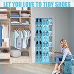 Windyun 40 over the Door Shoe Organizer Large Mesh Pocket Hanging Shoe Rack for Closet Sky Blue Nonslip Behind Door Storage H