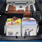 LHZK Standing Extra Large Utility Tote Bag with Metal Wire Frame and the Sides Rinforced, Extra Large Tote Bag with Handle, Reusable Grocery Bags Foldable, Beach Bag, Car Tote (Grey, 26''x15''x13'')