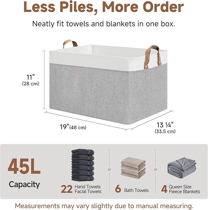 StorageWorks Storage Bins, Fabric Storage Bins for Shelves, Extra Large Storage Baskets with Metal Frame, Closet Baskets and 