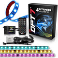 OPT7 Aura Interior Car Lights with Remote Control, Color Change, Music Sync Inside Ambient Lighting Kit, LED Light for Cars Trucks Under Dash Accessories, 4pc Single LED Strip, Easter Gifts