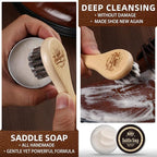 10 PCS Leather Care Kit - Horsehair Brushes,Saddle Soap,Waterproofing Wax,Mink Oil Conditioner,Polishing Cloth,Microfiber clo