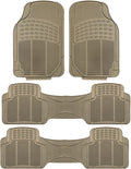 FH Group Car Floor Mats - Heavy-Duty Rubber for Cars, Universal Fit Rear Set, Trimmable, ClimaProof Floor Mats For Most Sedan, SUV, Truck, Beige