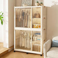 Portable Wardrobe Closet Storage Organizer, Plastic Collapsible Closet Organizer with Transparent Magnetic Door, for Bedroom 