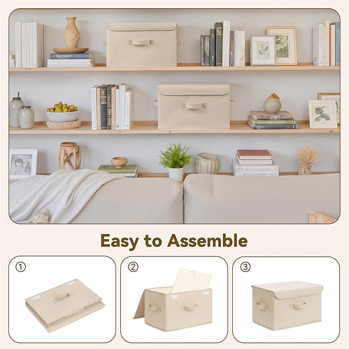 GRANNY SAYS Stoarge Basket with Lid, Decorative Storage Boxes, Closet Storage Bins for Clothes, Collapsible Stackable Organiz