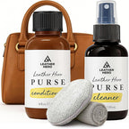 Leather Purse Cleaner & Conditioner Kit – 4pc Set with 4oz Cleaner, 4oz Conditioner, Microfiber Cloth & Applicator Sponge – L