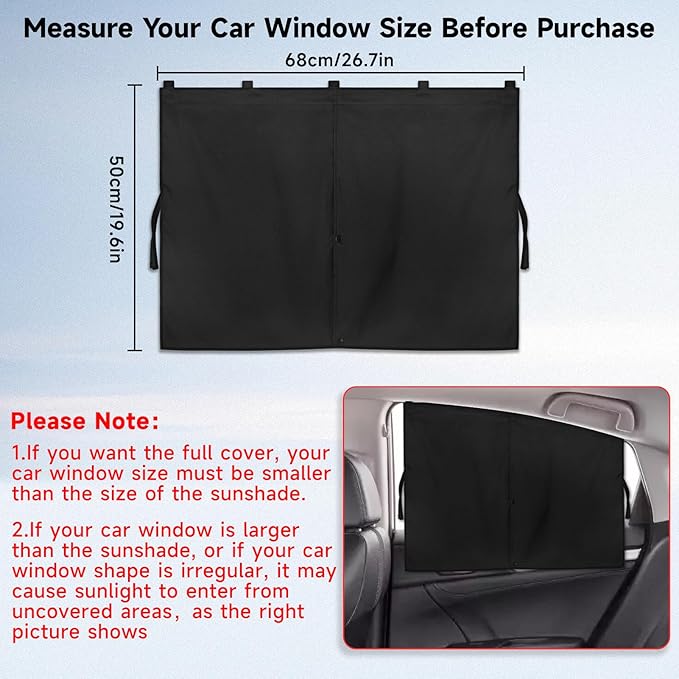 Car Window Shades, 2 PCS Magnetic Double Layer Auto Sun Shade for Side Windows Privacy Full Covers/Half Shade Options Back Car Window Curtains for Baby Protection