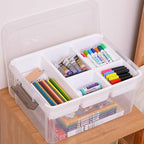 Citylife 17 QT Plastic Storage Box with Removable Tray Craft Organizers and Storage Clear Storage Container for Organizing Be