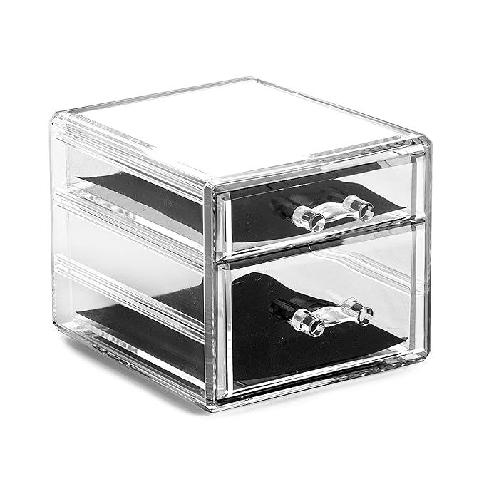 BINO THE MANHATTAN SERIES Acrylic Makeup Drawer Organizer- 2 Drawer Small | Clear Beauty Organizers and Storage| Cosmetic & M