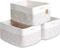 NaturalCozy Storage Baskets 16.8”x13”x7.6” Cotton Rope Woven Baskets for Organizing 3-Pack | Toy Storage Bins | Basket for Sh