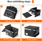 Fireproof Waterproof Document Box with Lock - Collapsible Portable File Organizer Hard Shell Storage for Hanging Letter/Legal