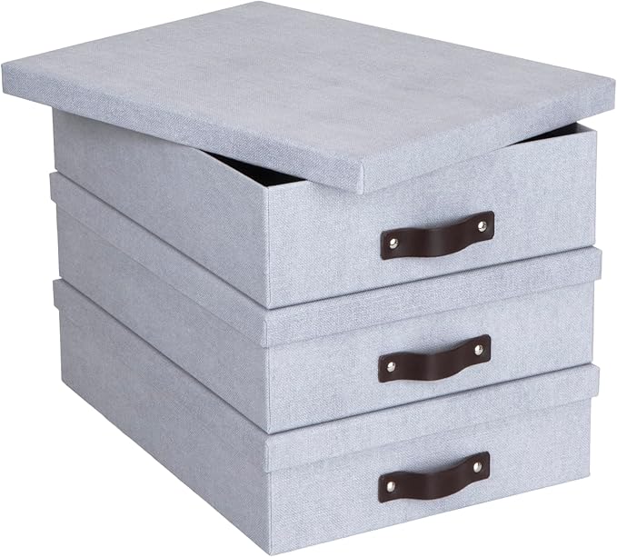 Bigso Oskar Canvas Fiberboard Document Letter Box | File Organizer Document Box for Important Paperwork | Document Storage Bo