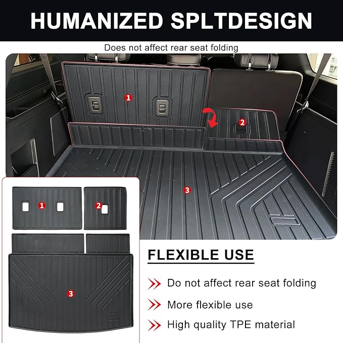 Cargo Liner Fits for Ford Expedition Max/Lincoln Navigator L 2018-2024, All Weather Back Seat Cover Trunk Cargo Mat for Expedition Accessories (Backrest Mat+Trunk Mat)(Only for Max & L)