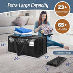 12 Pack Extra Heavy Duty Large Moving Bags with Strong Zipper & Comfortable Handles, Sturdy & Durable Clothes Storage Bags To