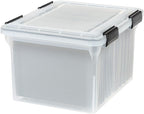 IRIS USA File Box WeatherPro Organizer Plastic for Letter/Legal, Water Resistant Document, Durable Lid, Seal w/Secure Latchin