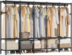 SONGMICS Wardrobe Closet, 83.5 Inch Large Capacity Portable Closet, Clothing Rack, 25 mm Dia,Thick Steel Tubes, Clothes Organ