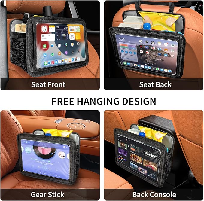 Car Seat Back Organizer Tablet Holder, Vehicle Front Seat, Personal Travel Storage Bag For Adults & Kids Car Accessories Interior & Travel Essentials(Grey)