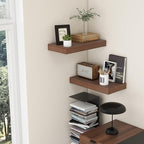 Deep Floating Shelves | 24 Inch Walnut Floating Shelves Set of 2 | 12 Inch Deep Rustic Wood Shelves for Wall | 24" W x 12" D 