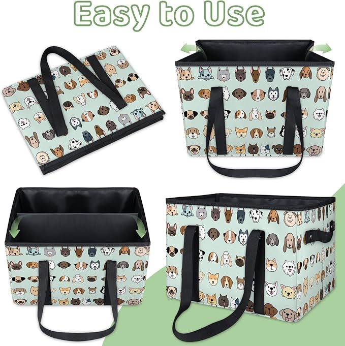 Reusable Grocery Bags Heavy Duty Shopping Bags Foldable Large Tote Bags with Long Handles & Hard Bottom