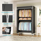FUTASSI Clothing Rack with Cover, P1C Rolling Closets with Wheels, Metal Garment Rack for Hanging Clothes, Clothing Storage W
