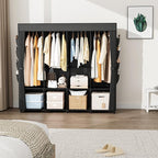 Portable Closet for Hanging Clothes, 67 Inch Wide Portable Wardrobe Closet with Cover, 4 Hanging Rod, Storage Shelves and Sid
