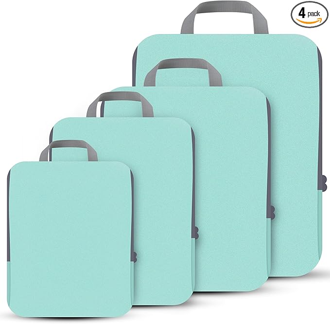 PANDA JOYS 4 Set Compression Packing Cubes Travel - Travel Accessories Expandable Packing Organizers for Carry On - Essential