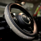 PINCTROT Large Size Bling Comfy Steering Wheel Cover with Jumbo Crystal Rhinestones, Anti-Slip Diamond Leather, 15.5-15.75 Inch (Silver)
