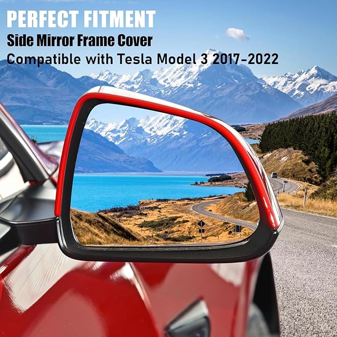 Jaronx Compatible with Tesla Model 3 Side Mirror Cover Housing 2017-2025, Right Passenger Door Wing Rearview Mirror Frame Cover Replacement Compatible with Tesla Model 3 Accessories