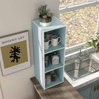 Homes: Inside + Out Apexa 3-Cube Storage Organizer Shelves, Stackable Wood Bookcase Fits Cubby Bins for Organization, Dorm Te