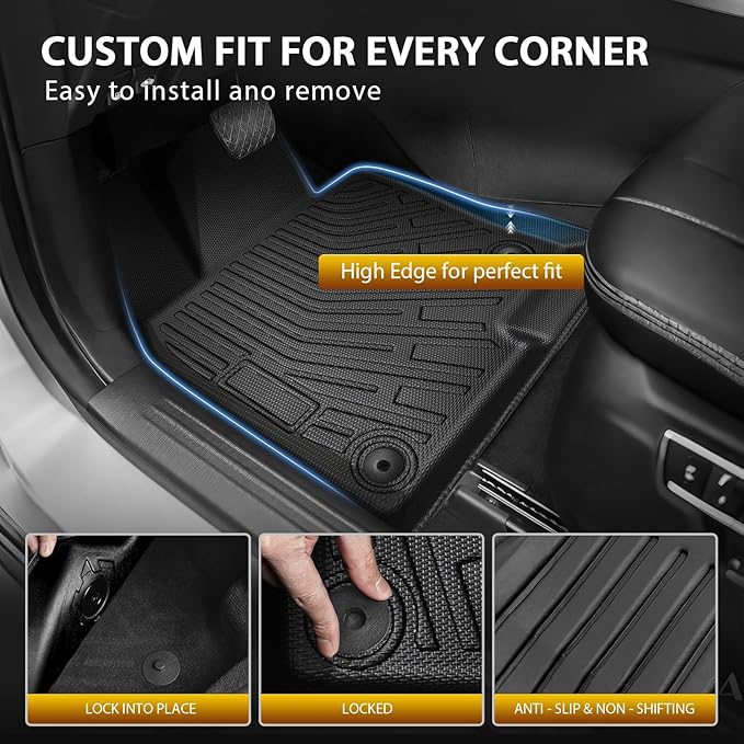 Powerty Floor Mats for Mazda CX-5 2017-2025, All Weather TPE Custom Cargo Liner Seat Back Covers Protectors Replacement for Mazda CX-5 Accessories (Floor Mats+Backrest Mat+Trunk Mat)