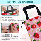 Car Garbage Bag Abstract Strawberry and Floral Hanging Canvas Car Trash Bag Drawstring Car Back Seat Organizer for Car Back Front Seat Console with Adjustable Buckle
