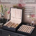 BEWISHOME Jewelry Box Organizer, 2-Layer Necklace Organizer Box, Modern Style Necklace And Bracelet Storage Case, Necklace Ca
