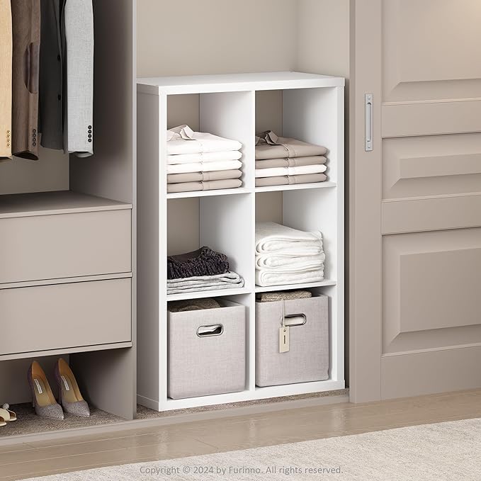 Furinno Cubic Closet Organizers and Storage, 6-Cube Closet Organizer, Open Shelf Closet Storage, Extra Thick Frame for Wardro
