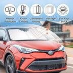 Front Windshield Sun Shade Foldable Car Front Window Sun Shade Windshield Shade Custom Fit for 2018-2023 Toyota CH-R Block UV Rays Accessories Heat Keep Cooler