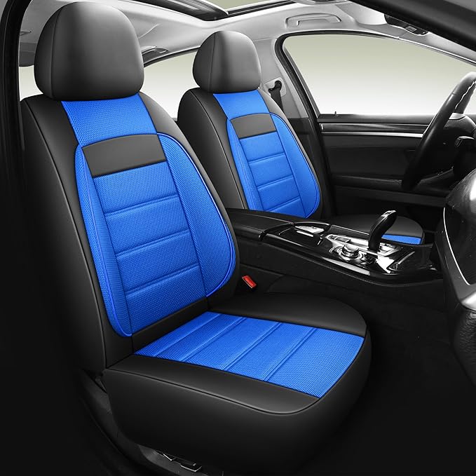 3D Foam Leather Car Seat Covers Two Front Seats only, Air Cool Mesh Thick Seat Covers, All Weather Car Seat Cover Comfort & P