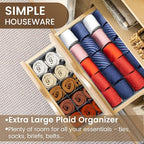 2 Pack Large Grid Sock Organizer Divider, 20 Cell with Lid, Fabric Foldable, Tie Organizer for Men for Storing Socks, Tie, Ha