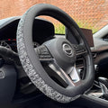 PINCTROT D Shaped Chenille Leather Steering Wheel Cover, Soft Mottled Colors, Sweat-Proof, Non-Slip Grip, All-Season Comfort,