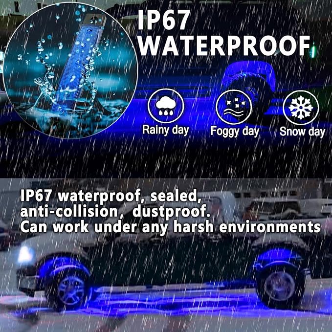 20 Pcs Rock Lights Blue Strip Lights Wheel Fender Well Underglow Led Lights for Cars Exterior Side Marker for Truck Golf Cart Wrangler RV RV SUV Offroad