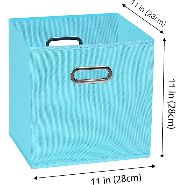 Yunkeeeper storage bins Cubes, Fabric Cube Organizer with Handle, Foldable Cube Bins for Cloth or Accessary Storage, 11x11x11