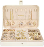 LANDICI Small Jewelry Box for Women Girls, PU Leather Travel Jewelry Case, Portable Jewelry Organizer Storage Holder Display 