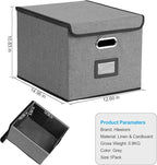 Hleelomi Collapsible File Box with Lid & Plastic Slide - Hanging Document Organizer for Office/Home, 14.96x12.6x10.83 Inch,Da