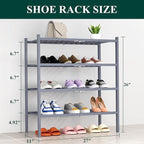Smiry Shoe Rack, 4 Tier Thick Bamboo Shoe Organizer, Stackable Free Standing Wooden Shoe Storage Shelf for Closet, Entryway, 