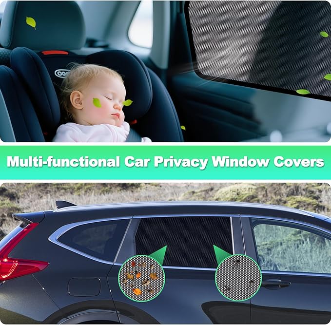 Car Window Shades for 2017-2022 CRV - Rear Side Window Sun Shade for Baby, Breathable Mesh Car Privacy Window Covers, UV Protection and Heat Insulation for Road Trips, Napping, Camping (2 PCS)
