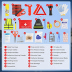 Car Emergency Kit with Jumper Cables, Roadside Safety Emergency Car Kit for Vehicle Truck Motorcycle - Gifts for Men Women Te