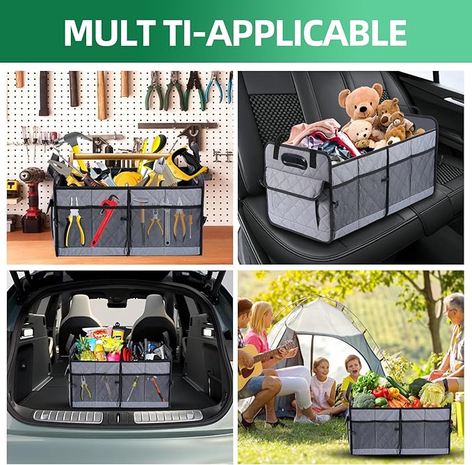 Car Trunk Organizer, 75L Large Capacity Waterproof Auto Storage with Non-Slip Bottom Strips, Collapsible Cargo Organizer for Su