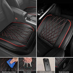 CAR PASS 2 Pack Leather Front Car Seat Covers, Bottom Seat Covers Full Wrapped with Storage Pocket, Anti-Slip PU Seat Protect