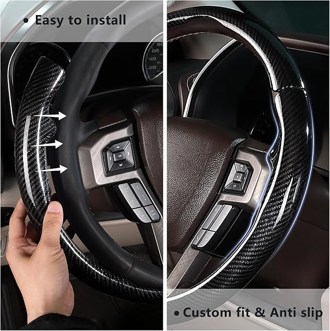 Steering Wheel Cover for Ford F150 2015-2020/ F250 2017-2022/ F350 2017-2022/ F450 2017-2022/ F550 2017-2022/ Ford Expedition 2018-2021 Steering Wheel Protector for Ford Steering Wheel Accessories
