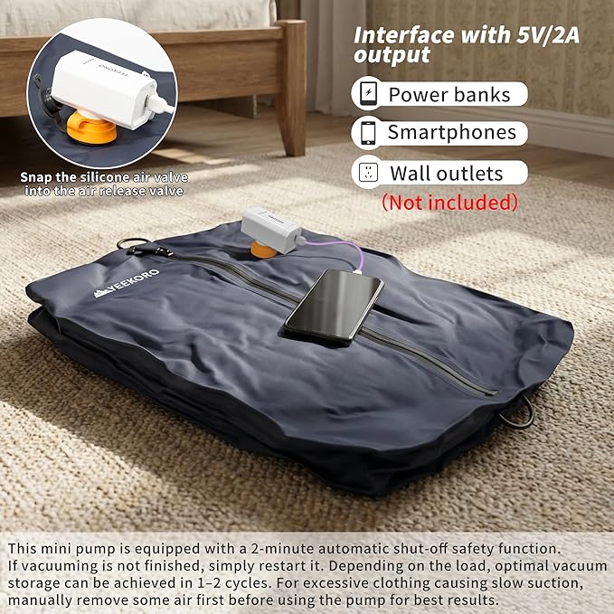 Vacuum Bag for Travel, Professional IPX8 Waterproof Reusable Vacuum Compression Bags for Travel Suitcases, Upgraded Durable S