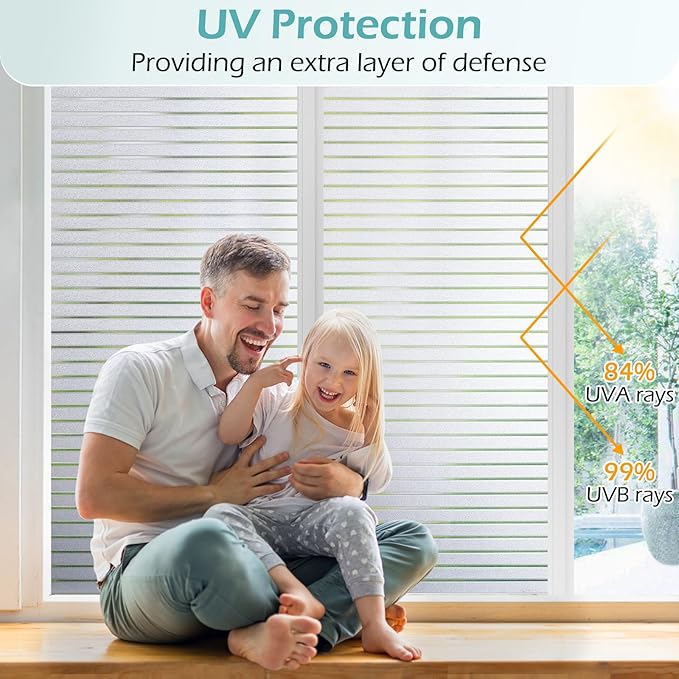 DOWELL Window Privacy Film, Frosted Glass Window Film, Static Cling Glass Vinyl, Heat Blocking Frosting Coverings, Removable Door Stickers for Home Office, Non-Adhesive, Reusable, 23.6 x 118.1 inches