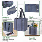 VENO 2-4 Pack Reusable Grocery shopping Bags, Medium Tote Bag w/Handle Hard Bottom, Heavy Duty, Foldable Carrier