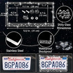 NBTEPEM 27 PCs Black Bling Car Accessories Set for Women, Steering Wheel Covers Universal Fit 15 Inch, Bling License Plate Frame, Bling Phone Holder, Bling Car Coasters (Black Diamond)